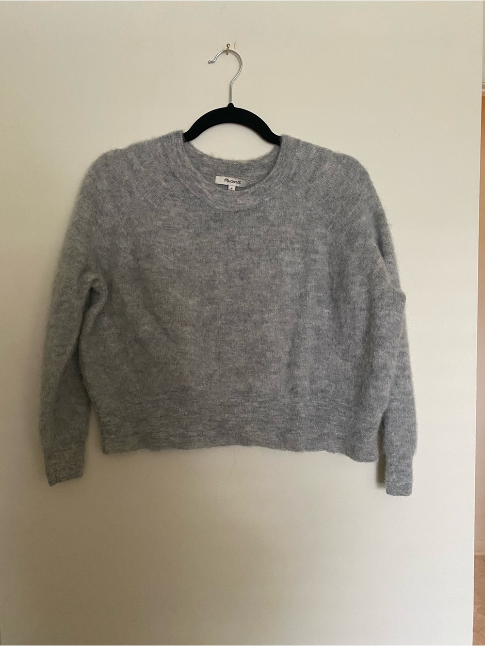 Madewell Heather Gray Fuzzy Crewneck Sweater
